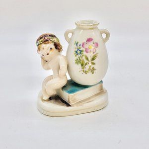 Vintage Small Mocco Bathing Beauty with Book and Urn Vase Made in Occupied Japan